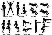 Sport exercises black collection, a Healthcare Illustration by tamara.comotomka (Thumbnail 1 of 8)