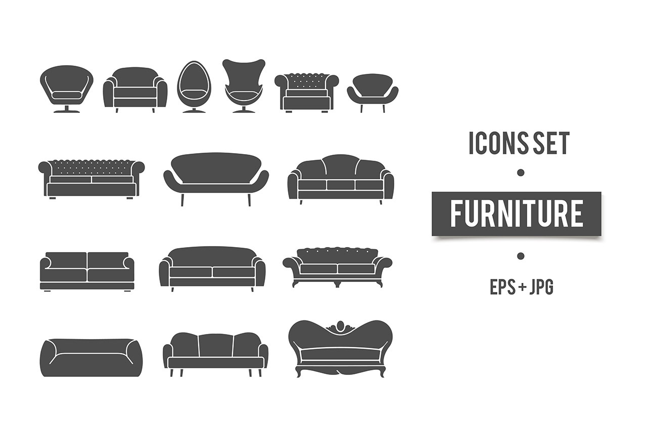 Vintage Furniture Set Vector Icons by Lovedesignshop  Creative Market