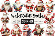 Watercolor Santa Clipart, an Illustration by Black Bird Studio (Thumbnail 1 of 6)