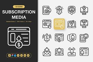 Subscription Media Icons, an Icon by Spacepixel Creative