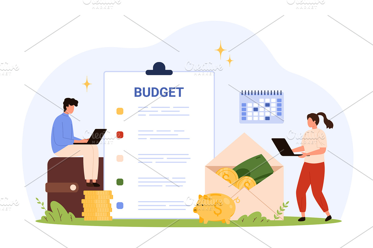 People planning personal budget with, a Finance Illustration by Flashvector