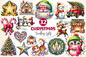 Twinkling Lights Christmas Clipart, a Work Illustration by Dream Creation