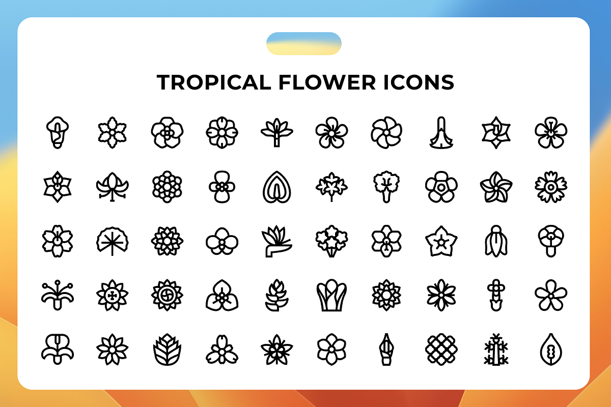 Tropical Flower Icons, an Icon by Wencory