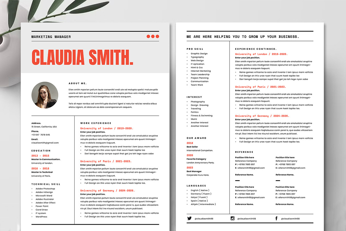 Resume / CV Template, a Resume Template by Occy Design (Photo 2 of 4)