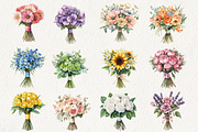 Wedding Flower Bouquet Clipart, an Illustration by NadiaTheronArt (Thumbnail 2 of 4)