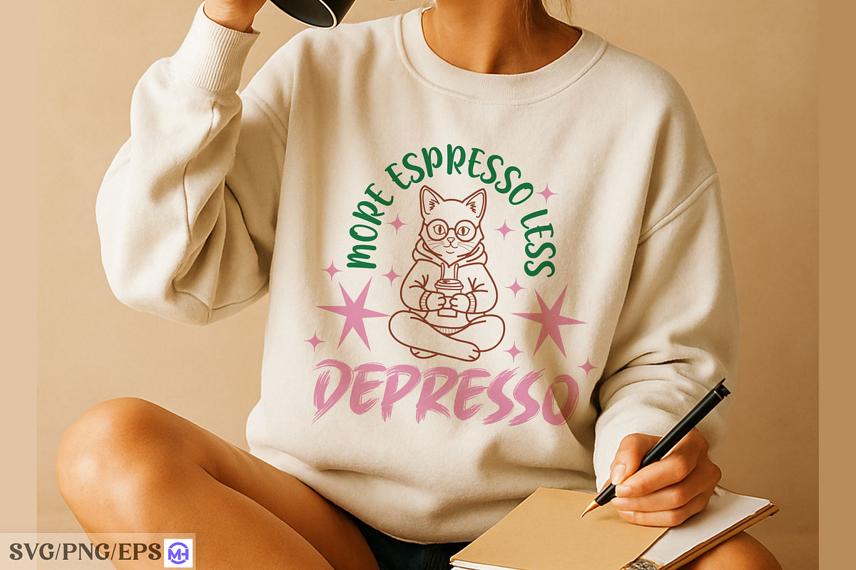 Cat Coffee Espresso Funny Hand-drawn, a Graphic by mh_arif (Photo 3 of 4)