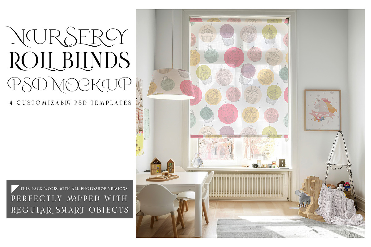 Nursery Roll Blinds Mockups, a Household Mockup by mock-ups (Photo 1 of 12)
