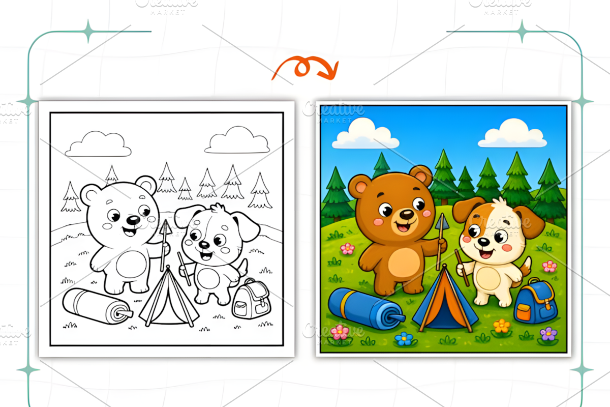 Summer Camping Bold Easy Coloring, a Seasonal Illustration by Ink Gallery (Photo 4 of 7)