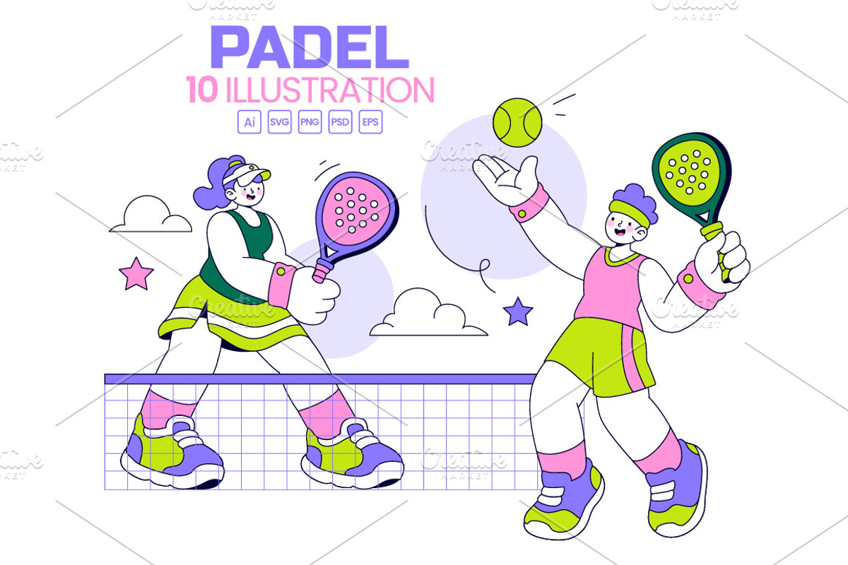 10 Padel Vector Illustration, a Sport Illustration by denayunebgt (Photo 1 of 4)
