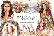 Watercolor Beltane Clipart Bundle, an Object Illustration by BusyDaydesign (Thumbnail 1 of 9)