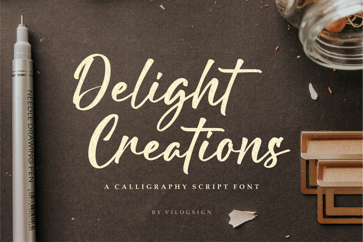 Delight Creations a Script Font, a Script Font by Vilogsign (Photo 1 of 7)
