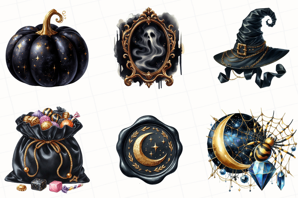 Luxury Black Halloween Clipart, an Illustration by OK Design (Photo 3 of 5)
