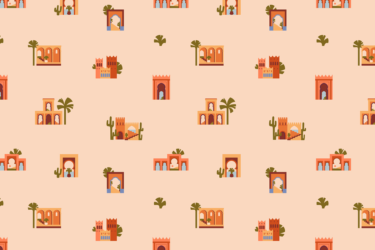 Morocco architecture set, background, a Decorative Illustration by Good Studio (Photo 8 of 19)