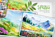 Spring Landscapes. Watercolor., an Illustration by AlexGreenArt (Thumbnail 1 of 13)
