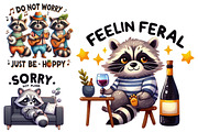 Funny Raccoon PNG Bundle Sublimation, an Illustration by Designworld (Thumbnail 6 of 7)