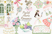 watercolor pastel rococo clipart set, a Decorative Illustration by Patishop Art (Thumbnail 1 of 9)