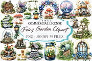 Fairy Garden Watercolor Clipart, an Illustration by designcity5 (Thumbnail 1 of 5)