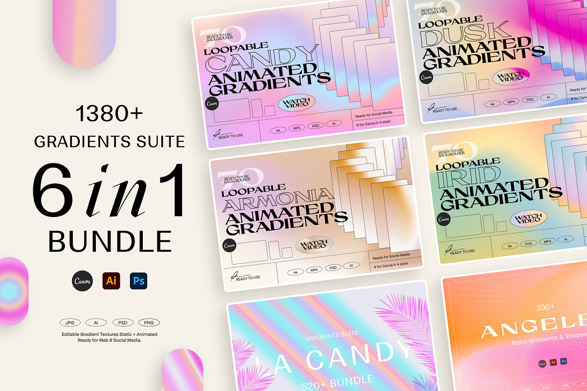 6 in 1 Bundle Gradients Suite, a Texture Graphic by Sparrow & Snow