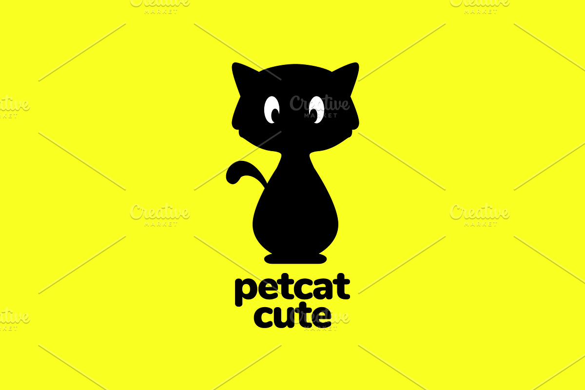 kitten pet cute black color logo, a Branding & Logo Template by devastd