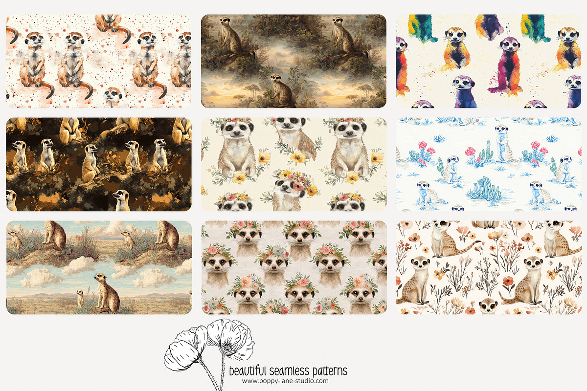 80 meerkat seamless pattern, a Pattern Graphic by Poppy Lane Studio (Photo 5 of 11)
