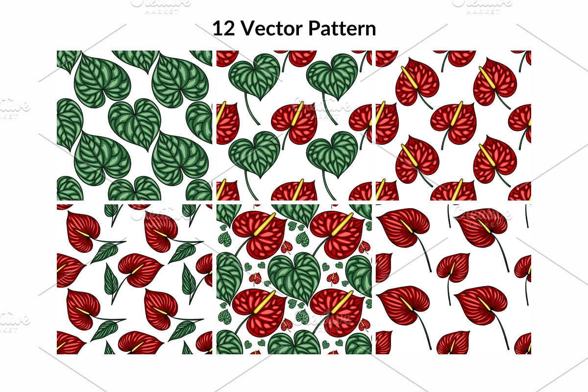 Exotic Anthurium Bloom Patterns, a Pattern Graphic by Elatedowl (Photo 2 of 13)