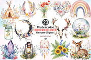 Watercolor Boho Wildflower Dream PNG, an Illustration by Canvas Craft (Thumbnail 1 of 3)