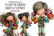 Tulip Summer Girls Clipart Set, a Seasonal Illustration by Daily.Designs (Thumbnail 1 of 5)