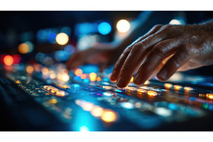 Male Hands Operating Sound Mixing, a Technology Photo by Lermont51