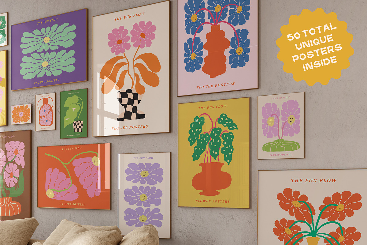 RETRO PRINTS FLOWER MARKET POSTERS, a Decorative Illustration by Ayya Studio (Photo 6 of 12)