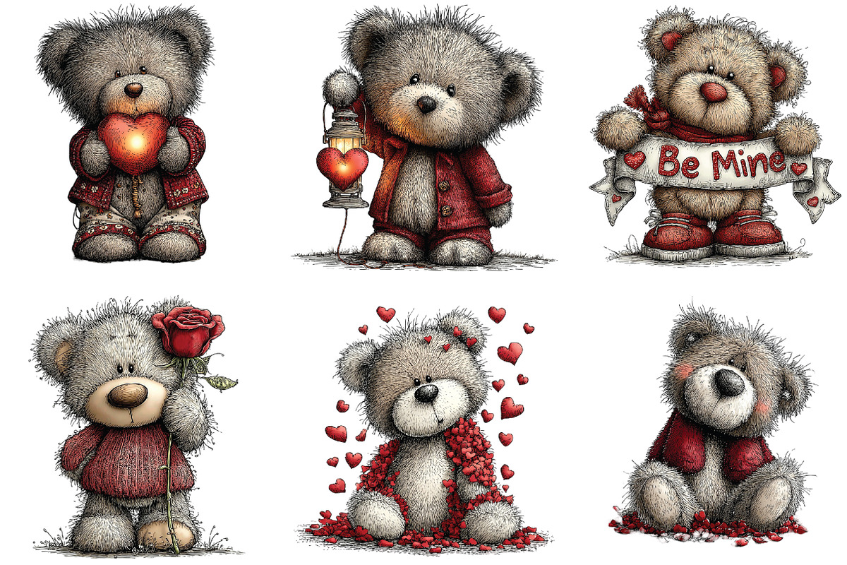 Valentine's Teddy Bear Clipart, an Illustration by CraftArtStudio (Photo 5 of 6)