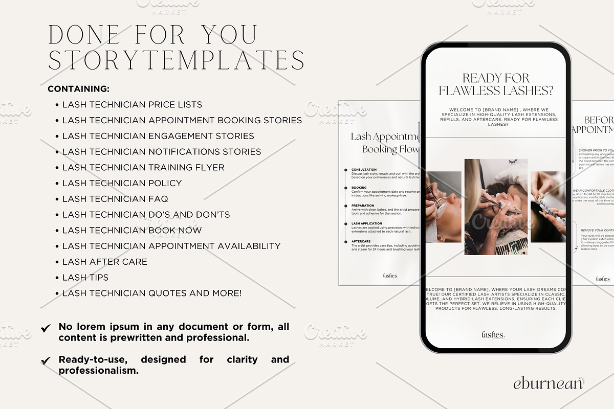 Lash Tech Template Instagram Stories, a Social Media Template by Studio Eburnean (Photo 2 of 3)