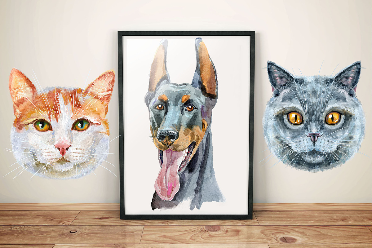 Dogs and Cats portraits 3, an Animal Illustration by Watercolor fantasy (Photo 3 of 5)