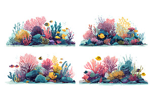 Cartoon ocean reefs. Sea reef corals, an Illustration by Stock-Smart-Start