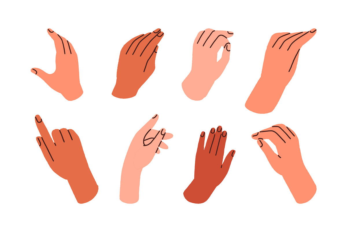 Hand gestures, finger signs set, an Illustration by Good Studio (Photo 2 of 4)