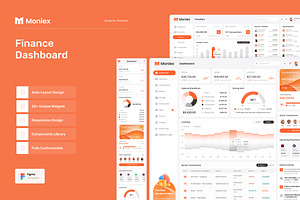 Moniex – Finance Dashboard UI Figma, an UI Kit Template by peterdraw