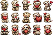Whimsical Valentine Sloth Clipart, an Illustration by Designking (Thumbnail 2 of 5)