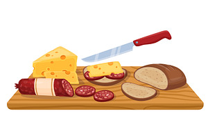 Wooden cutting board with cut, a Food Illustration by Vectorbuum