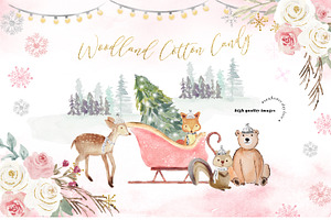 Winter Woodland Cotton Candy Clipart