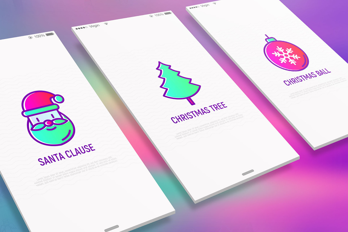 Merry Christmas | 16 Thin Line Icons, an Outline Icon by Alex Blogoodf (Photo 2 of 7)