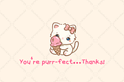 Kawaii White Cat Pink Summer Clipart, an Animal Illustration by Blumensdiary (Thumbnail 4 of 4)