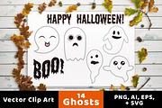 14 Ghosts Clipart, Halloween Clipart, an Illustration by The Digital Download Shop (Thumbnail 1 of 3)