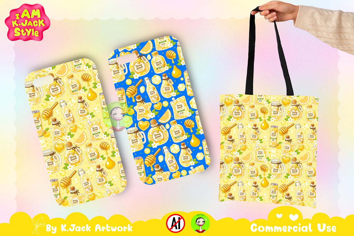 Cute Honey Lemon Soda Seamless, a Background Graphic by K.JackArtwork (Photo 4 of 8)