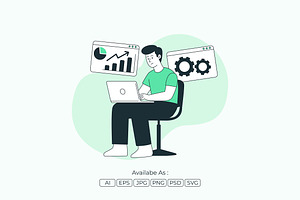 Business Data Analysis & Workflow, a Work Illustration by Partikusi Design