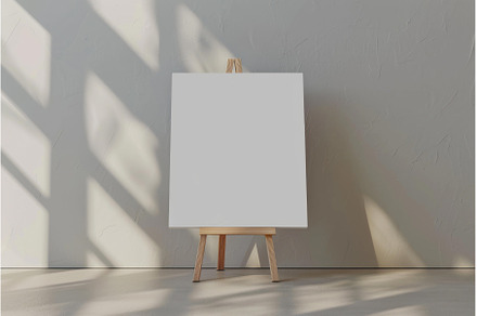 Blank canvas on wooden easel with, an Arts & Entertainment Photo by Ylivdesign