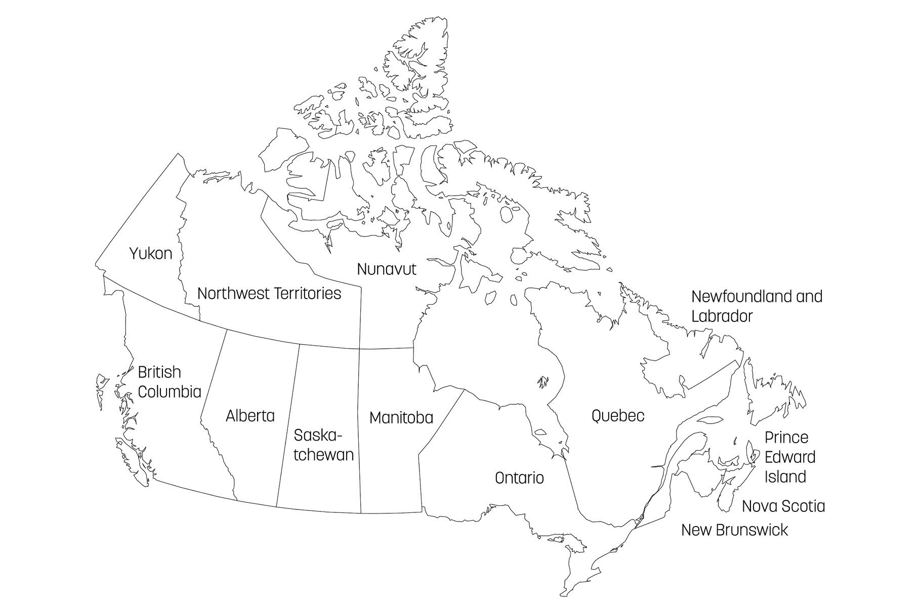 Map Of Canada Divided Into 10 