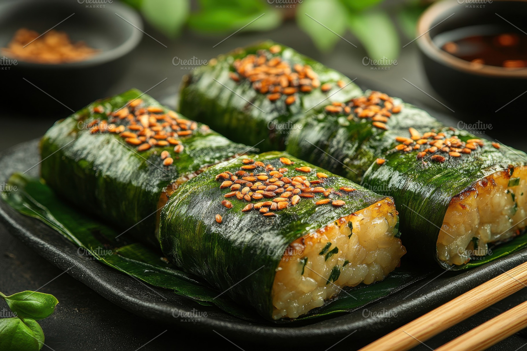 Delicious sushi rolls wrapped in sea, a Photo by Tanuart