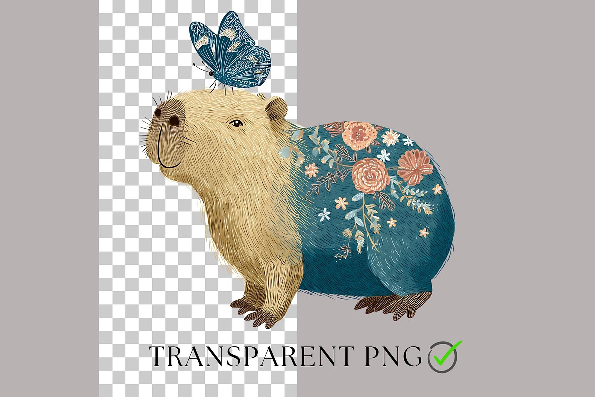 Cute Capybara Clipart Watercolor, an Animal Illustration by Nicole Branger Art (Photo 2 of 21)