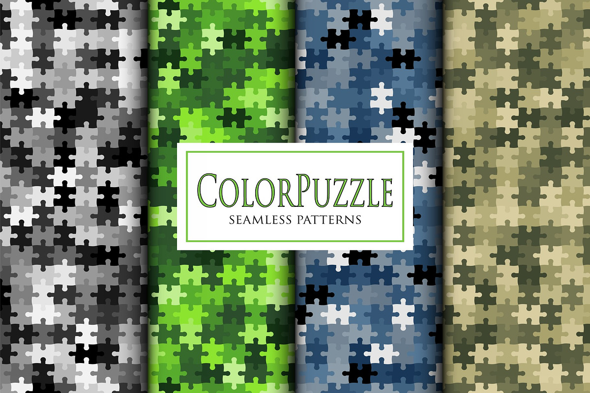 Vector jigsaw puzzle mozaic camo set, a Pattern Graphic by ArchonDigitalShop (Photo 5 of 9)