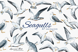 Seagulls Clipart Set