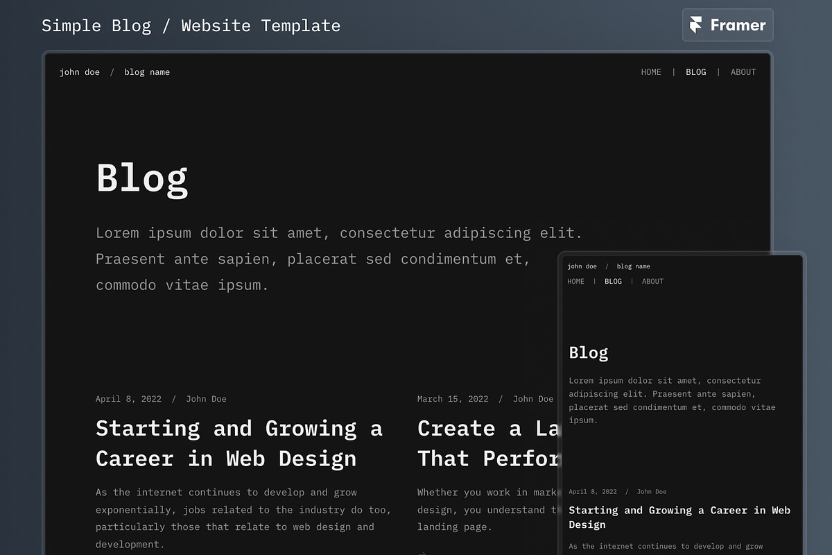 Simple Blog - Framer Template